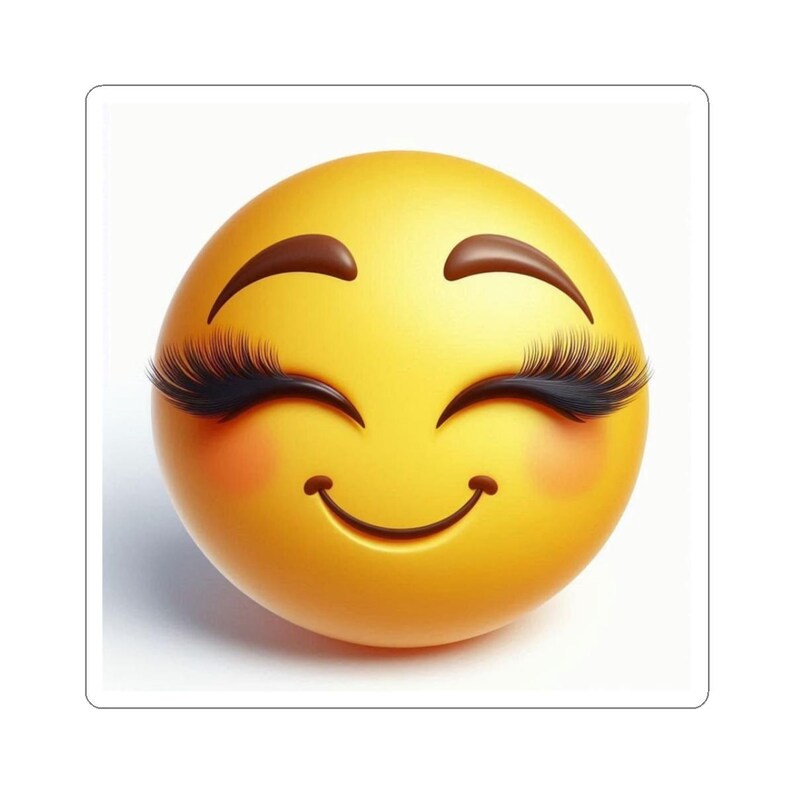 Pegatinas de emoji sonriente con pestañas largas / Pegatina de emoji de pestañas lindas imagen 1