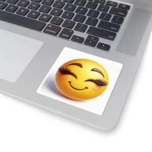 Pegatinas de emoji sonriente con pestañas largas / Pegatina de emoji de pestañas lindas imagen 2