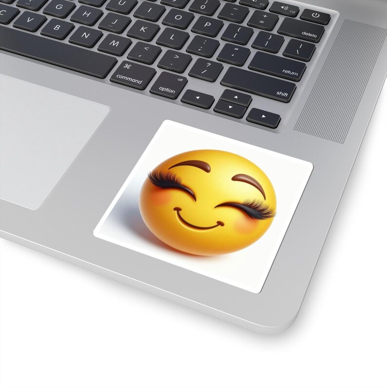 Pegatinas de emoji sonriente con pestañas largas / Pegatina de emoji de pestañas lindas imagen 2