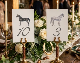 Números de mesa para bodas ecuestres: 24 razas de caballos únicas (descarga en PDF 5x7")