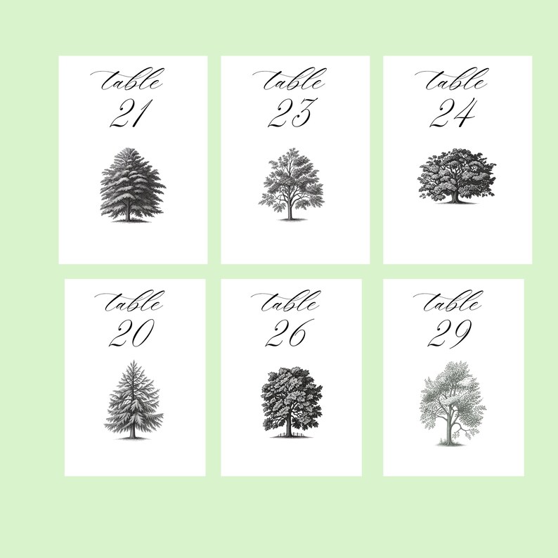 Tree Table Numbers - Black and White Holiday Christmas Party Table ...