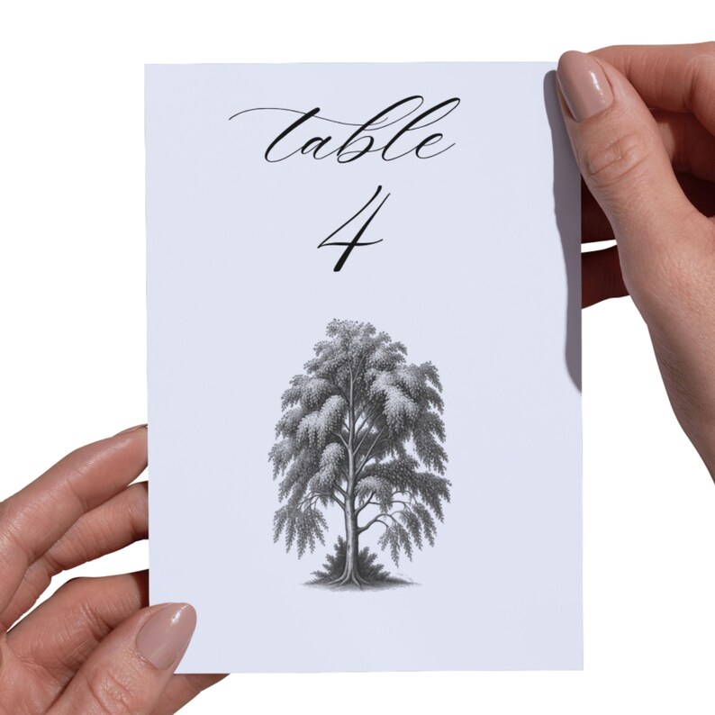 Tree Table Numbers - Black and White Holiday Christmas Party Table ...