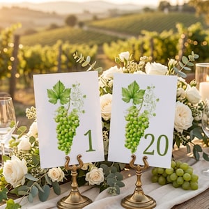 Grape Table Numbers - Winery Wedding - 5x7 inch PDF Template Instant Download
