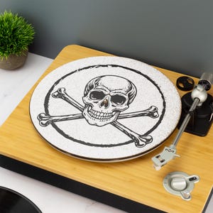 Skull Crossbones Player Slip Mat Gothic Turn Table DJ Slip Mat