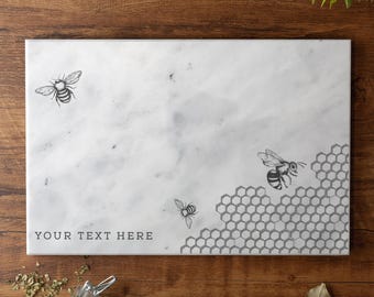 Personalised Bee Solid Marble Chopping Board Custom Printed Serving Board