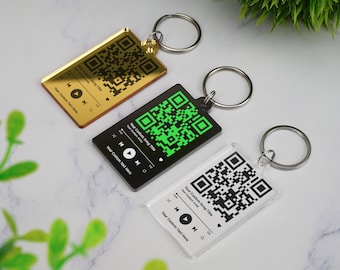 Llavero con código QR, canción, código de barras escaneable, llavero musical, novio, novia, San Valentín, música, amor, cumpleaños, boda, Navidad