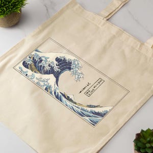 Sac fourre-tout vague japonais, impression d&#39;art japonaise Grande vague au large de Kanagawa