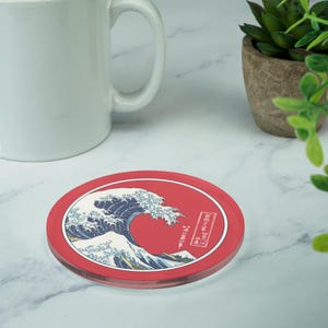 Japanese Style Coasters Printed Acrylic Drinks Coaster Great Wave Novelty Coaster Gift
