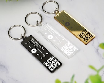 Llavero con código QR y canción - Llavero musical con código de barras escaneable para novio/novia, audio personalizado, recuerdo romántico