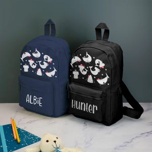 Sac à dos personnalisé pour enfants requins pirates avec prénom, couleurs au choix cartable pirates avec bretelles réglables