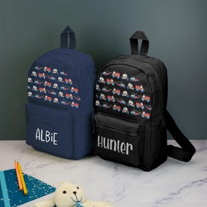 Sac à dos personnalisé pour véhicule d&#39;urgence pour enfants avec nom au choix Couleurs Sac d&#39;école en hélicoptère pour ambulances de police avec bandoulière réglable