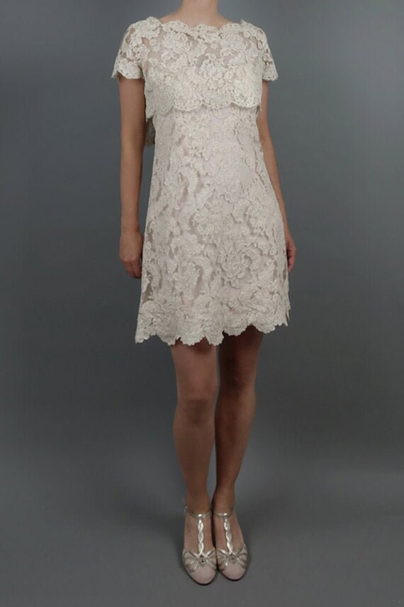Vintage 1960's Blush Lace Mini Dress