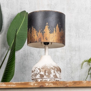 Distressed Wooden Base Table Lamp Black Gold Old Style Lampshade Decorative Table Lamp Little Table Lamp Home Lighting