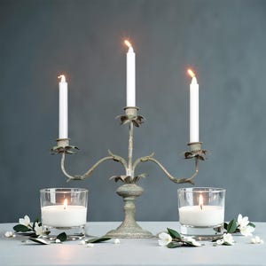 France Vintage Floral Candle Holder Green Candle Holder Three-Arm Candlestick Halloween Party Decor Home Decor Anniversary Gifts