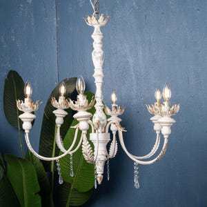 French Country Chandelier with Acanthus Leaves Metal Chandelier 6 Light Chandelier Crystal Chandelier Elegant Wedding Decoration