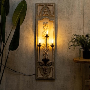 Wood Panel Wall Lamp Three Light Wall Lamp Rustic Wall Sconce French Country Wall Decor Home Lighting Industrial Lighting New Home Gifts