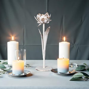 Antique Flower Iron Candle Holder Ornate Candle Holder White Candle Holder Fireplace Decor Wedding Table Decor Halloween Home Decor