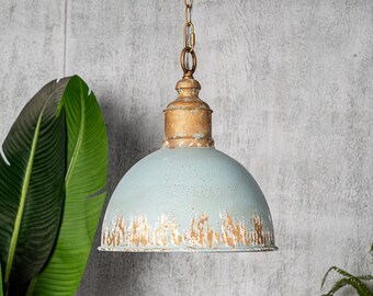 Rustic Blue Lamp Farmhouse Lamp Kitchen Island Lamp Dining Room Ceiling Lamp Rustic Light Fixture Living Room Decor
