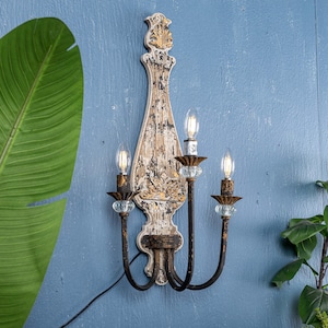 Rustic Wood Wall Lamp 3 Light Wall Lamp Wrought Iron Wall Sconce Antique Wall Light Farmhouse Lighting Wall Light Fixture