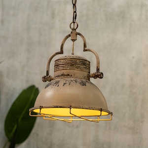 Classic Industrial Pendant Lamp Caged Barn Pendant Light Distressed Wrought Iron Pendant Lamp Kitchen Island Lighting Rustic Light Fixture