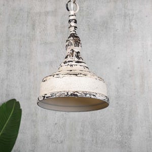 Antique Ivory Pendant Light Farmhouse Pendant Light Metal Pendant Light Beige Iron Round Dining Table Lamp Dimmable Pendant Mini Pendant