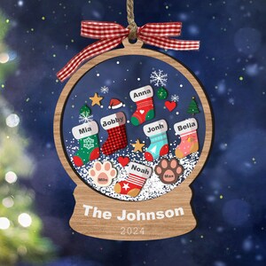 Personalized 4D Stocking Family Shaker Ornament, Personalized Family and Pet Ornament, Custom New Family Ornament, Christmas Keepsake 2024
