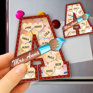 Benutzerdefinierte Lehrer Initial Name Schütteln Magnet, personalisierte Lehrer Name Brief Bord Magnet Zurück zu Schullehrer Magnet, benutzerdefinierte Lehrer Magnet