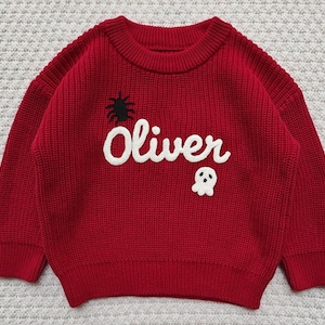 Personalized Embroidered Name Baby Sweater Halloween , Custom Baby Name Sweater, Baby Girls Sweater With Name, Gift For Baby Girls Boy