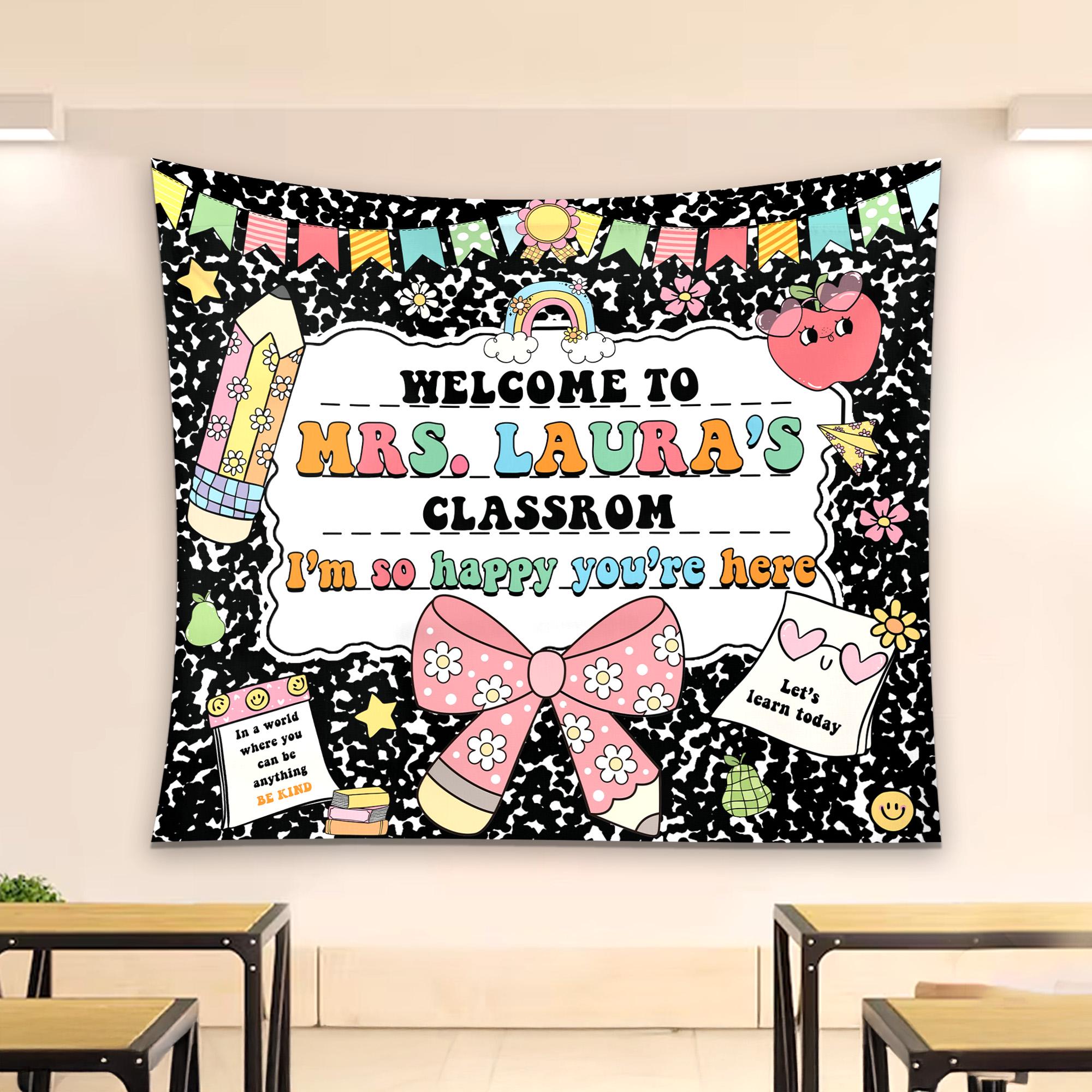 Personalized name Composition Notebook Classroom, Custom Teacher Classroom Welcome Banner, Back to School Wall, First Day of School decor