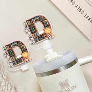 Custom Teacher Stanley Cup Straw Topper, Personalized Straw Cover with Name for Book Lovers, Stanley Accessories, Gift for Her 2025