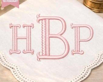 モノグラム刺繍フォント | クラシックアルファベット A～Z、6サイズ（デジタルダウンロード、BXフォント付属）