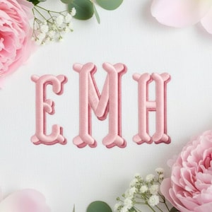 Fishtail Shadow Monogram Embroidery Font, BX, 6 sizes 11 formats, Fishtail Embroidery Monogram Family Designs, Instant Download