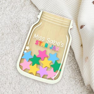 Barattolo magnetico personalizzato con gettoni, barattolo con stella sorridente per insegnanti, regalo per bambini con tabella delle faccende, sistema di premi, comportamento positivo