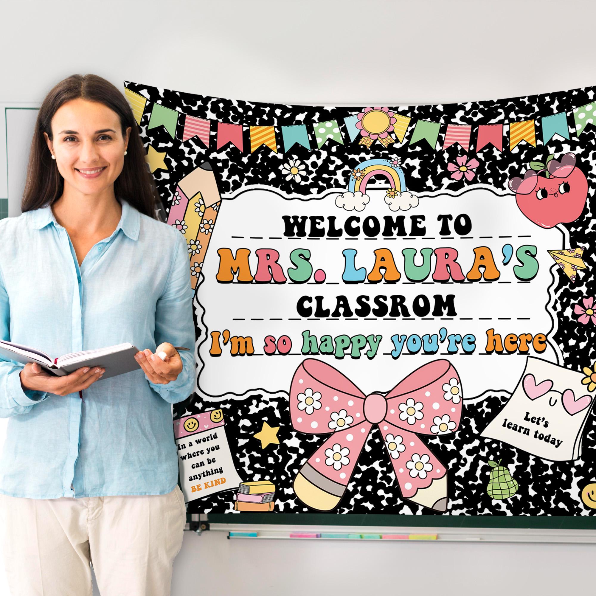 Personalized name Composition Notebook Classroom, Custom Teacher Classroom Welcome Banner, Back to School Wall, First Day of School decor