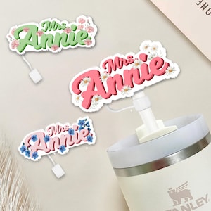 Personalized Teacher Tumbler Cup Straw Topper, Teacher Tumbler Topper, Custom Text Straw Topper,  Teacher gifts, Custom Name Straw Topper