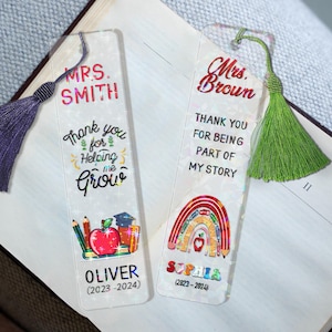 Personalized Teacher Bookmark Gift with Name and  Year, Custom Thank You Gift  Acrylic BookMark, End of Year& Teacher Appreciation gift