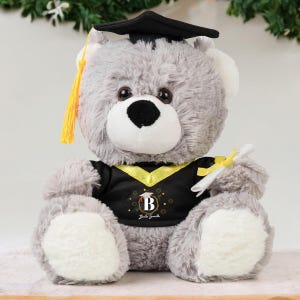 Personalisierter Abschluss 2025 Teddybär, Plüschbär mit Doktorhut, Geschenk für College-Abschluss, Namensgeschenk für Kindergarten oder Kindergarten