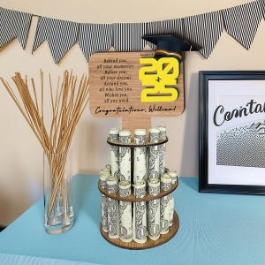 2025 afstudeercadeau geldboomhouder, afstudeercadeau geldcake, aangepast afstudeercadeaubericht voor afgestudeerde, hogeschool