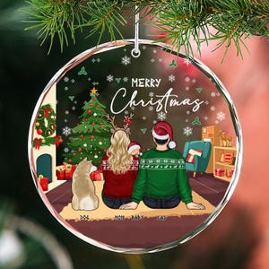 Customize Gift for Family with Pets, Family Ornament With Kids and Pets, 2024 Family Dog Cat Bunny, Family with Children, Dog Cat Ornament
