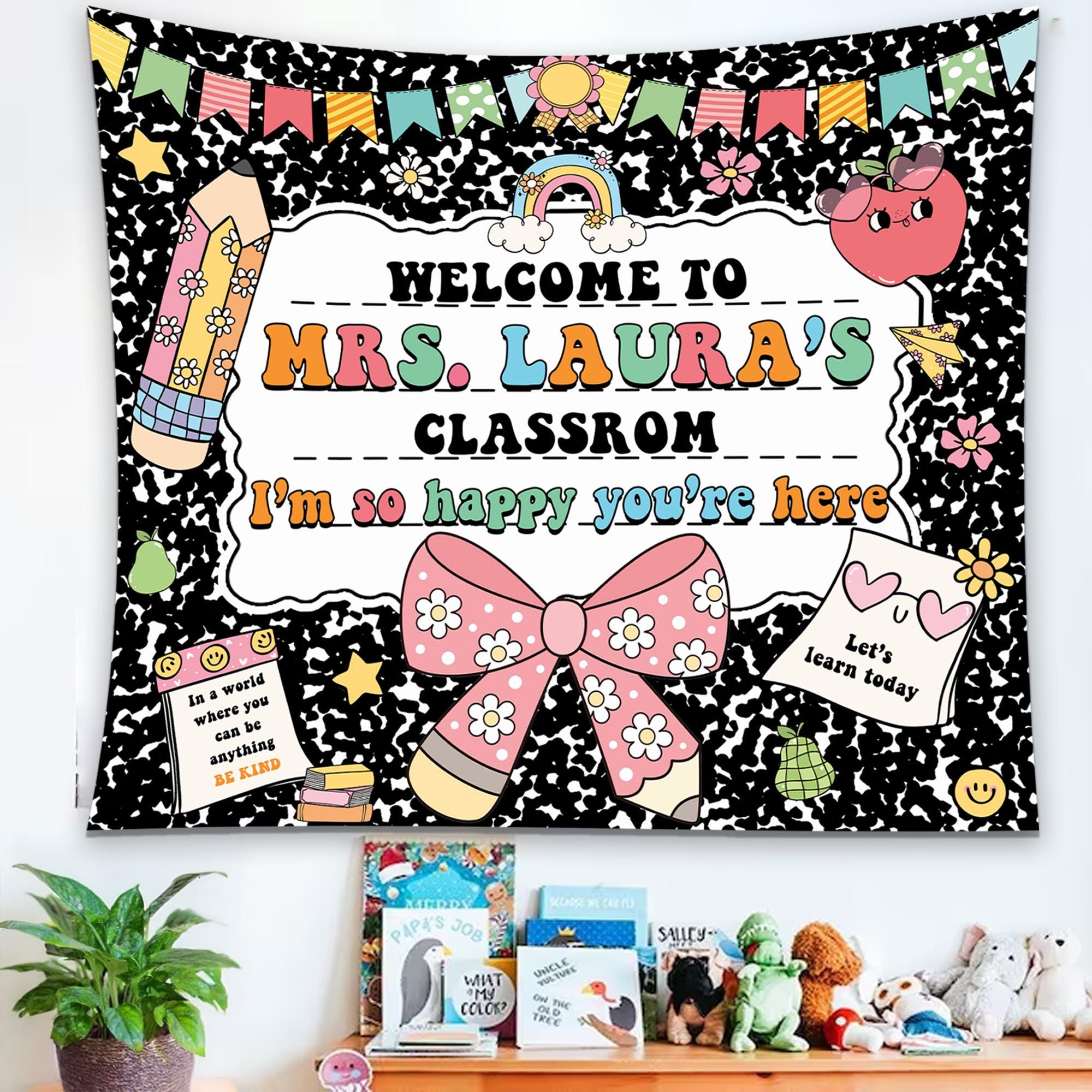 Personalized name Composition Notebook Classroom, Custom Teacher Classroom Welcome Banner, Back to School Wall, First Day of School decor