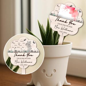 Personalisierter Lehrer Geschenkkartenhalter mit Namen, individuelles Lehrer-Pflanzenschild, personalisierter Gartenpflanzeneinsatz, Danke, dass Sie mir beim Anbauen helfen