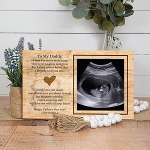 Custom Baby Ultrasound Wood Sign for Dad, New Dad Gift from The Bump, Pregnancy Gift for Dad, Father&#39;s Day Gift, Baby Shower Gifts