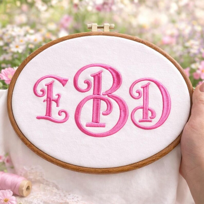 Pink Monogram Cursive Satin Monogram Embroidery Font , Pink Script Alphabet, Elegant Curl ...