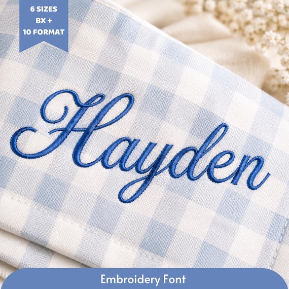 Hayden Script Embroidery Font, BX Font for Embroidery, Calligraphy Font, Alphabet Machine Cursive Font DST,  PES + 10 formats