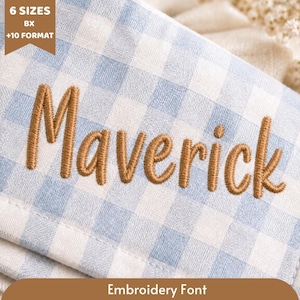 Maverick Script Embroidery Font, BX Pes Dst Jef VP3 Exp, BX Font, Cursive Font, Brother Pes font, Embroidery Font, Size, 6 sizes