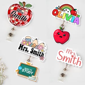 Personalisierte Lehrer Ausweisrolle mit Namen, personalisiertes Schlüsselband für ID Badge, Lehrer einziehbarer ID Badge Inhaber, Lehrer Name ID Inhaber