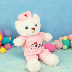 Personalized Nurse Graduation Bear, Nurse Teddy Bear Custom with Name, Graduation Bear, Graduation Keepsake, Gift for Doctor and Nurses