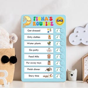 Personalized Wooden Routine Chart, Kids Daily Tasks, Kid Daily Checklist, Daily Tasks Board, Visual Schedule for Toddler, Chore Chart