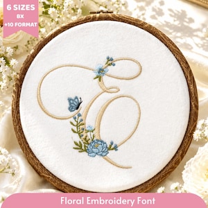Floral Monogram Machine Embroidery Design,  Flower Alphabet Font, Wedding Bridal Font, Baby Girl Alphabet | 6 sizes 11 formats