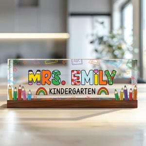 Custom Teacher Name Sign, Acrylic Desk Name Plate, Teacher Name Plate, Name Sign Acrylic Plaque, Office Name Plate Teacher Appreciation Gift